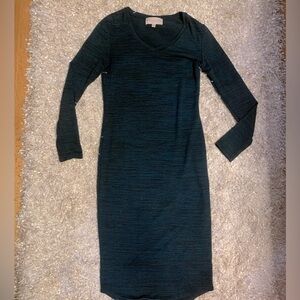 Dark Green Sweater Dress - V Neck - sz S